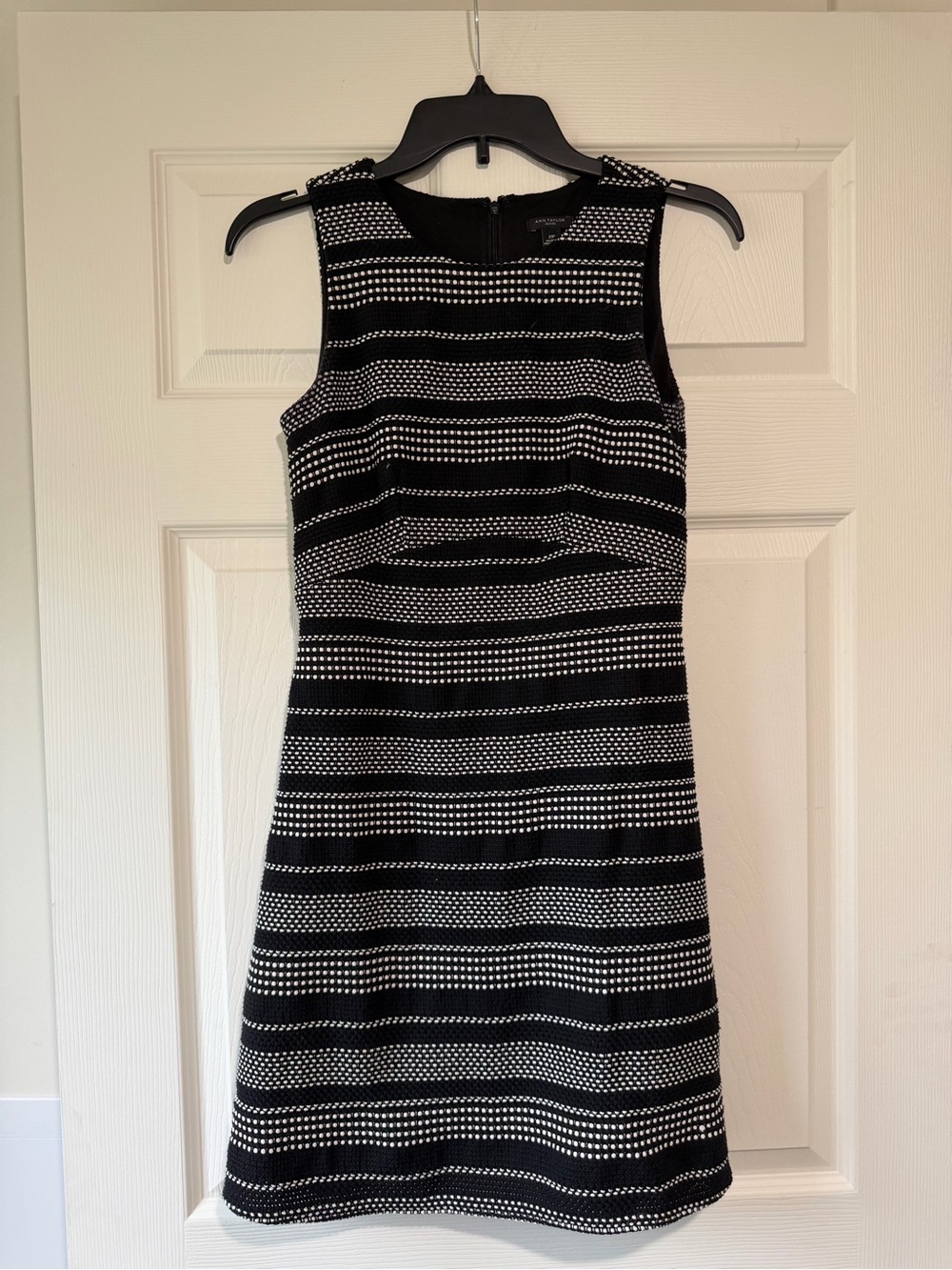 Ann Taylor Black and White Striped Sleeveless Mini Dress
